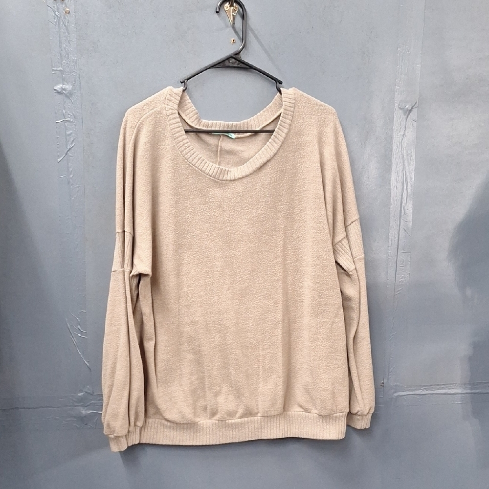 Cream Crew Neck Sweater with Relaxed Fit